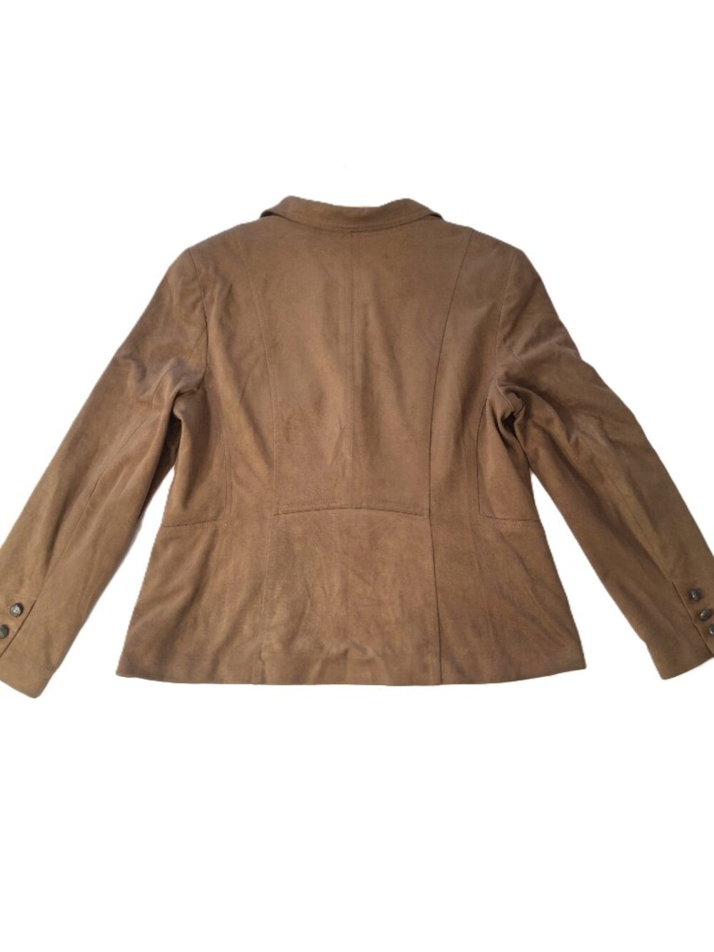 Conrad C Proportion Petite Womens Faux Suede Blazer Jacket Sz 12 Brown Coat Y2K - Picture 5 of 16